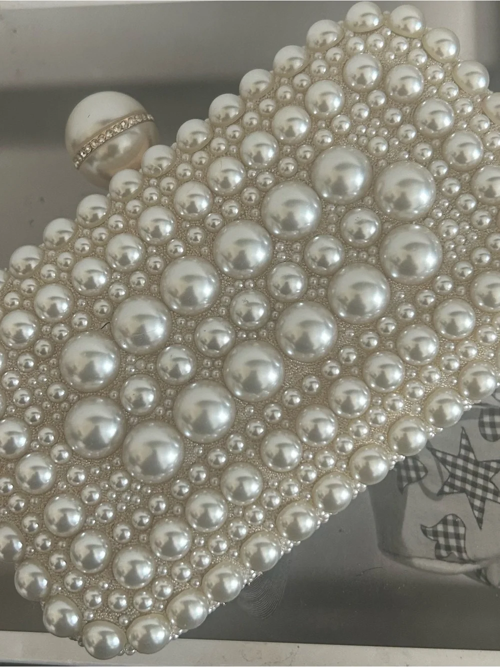 Pearl-Embellished Evening Clutch - Ivory
